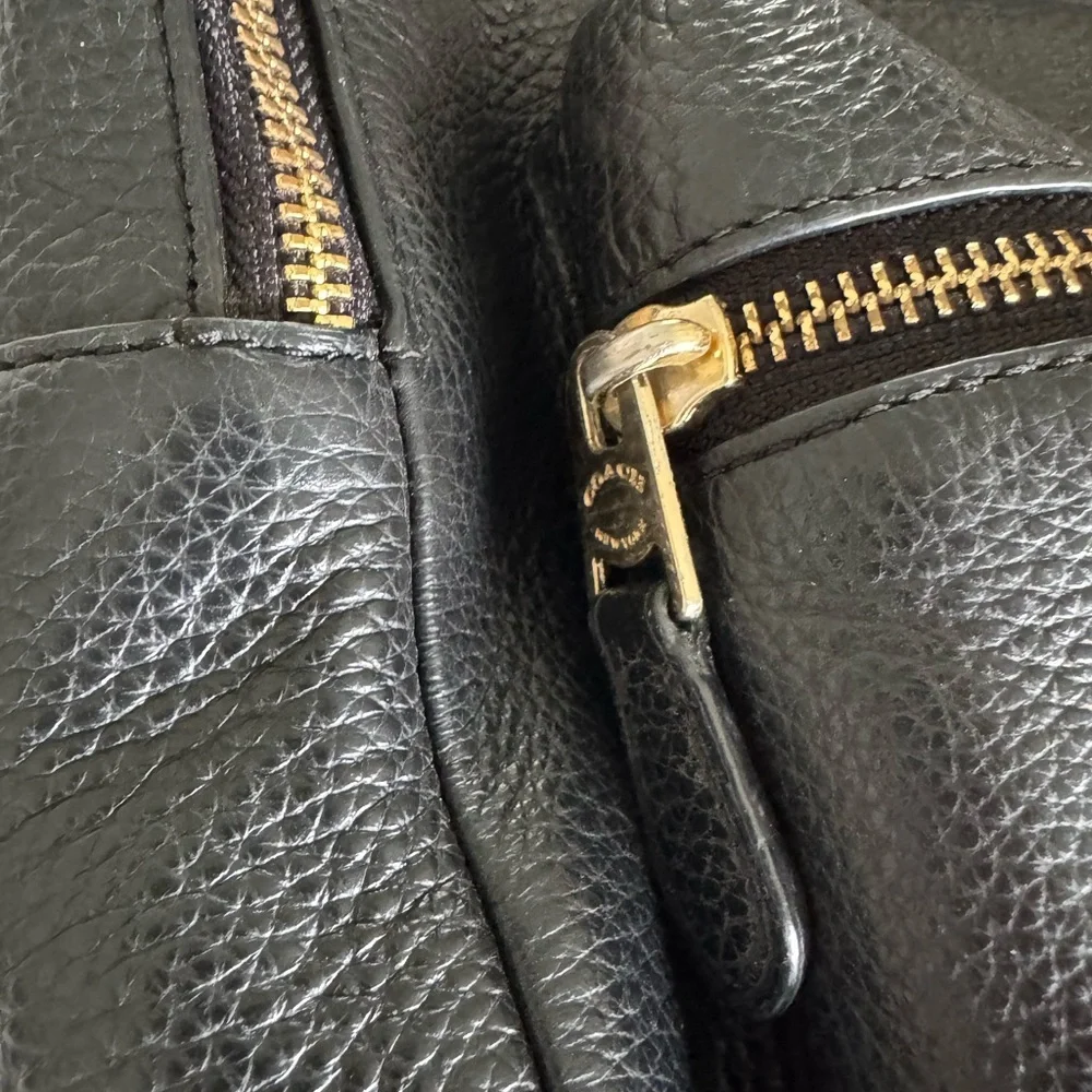 Coach Black Leather Backpack with Gold Accents - Picture 3 of 9